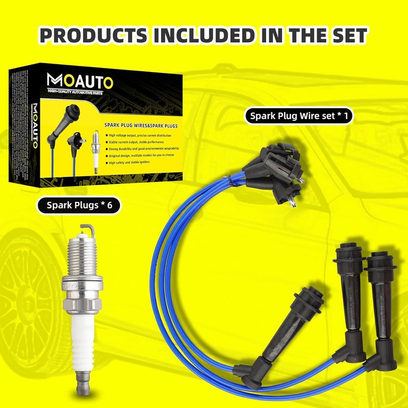 MOAUTO Set of 6 PCS Iridium Spark Plugs with Wire Set 90919-15570 6404 RC-TE79 Compatible with Toyota Lexus 2001-2005 IS300 1998-2000 SC300 1998-2005 GS300 Supra - 3.0L V6 - Image 5